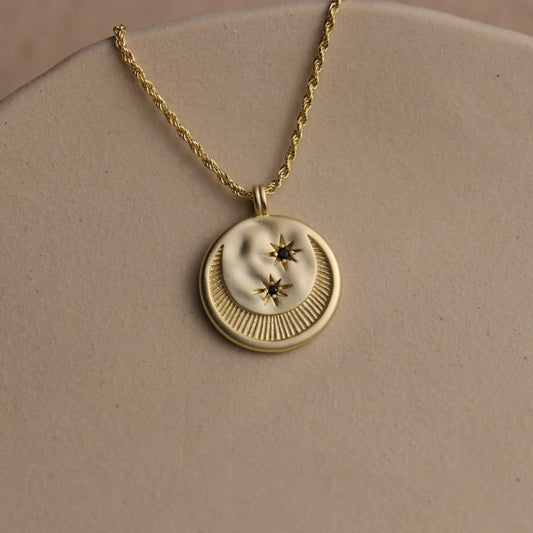 Crescent Moon Disc Pendant