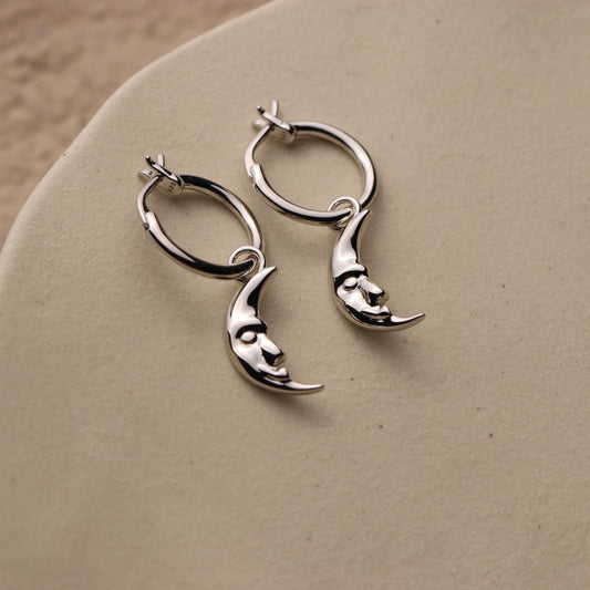Crescent Moon Hoop Earrings