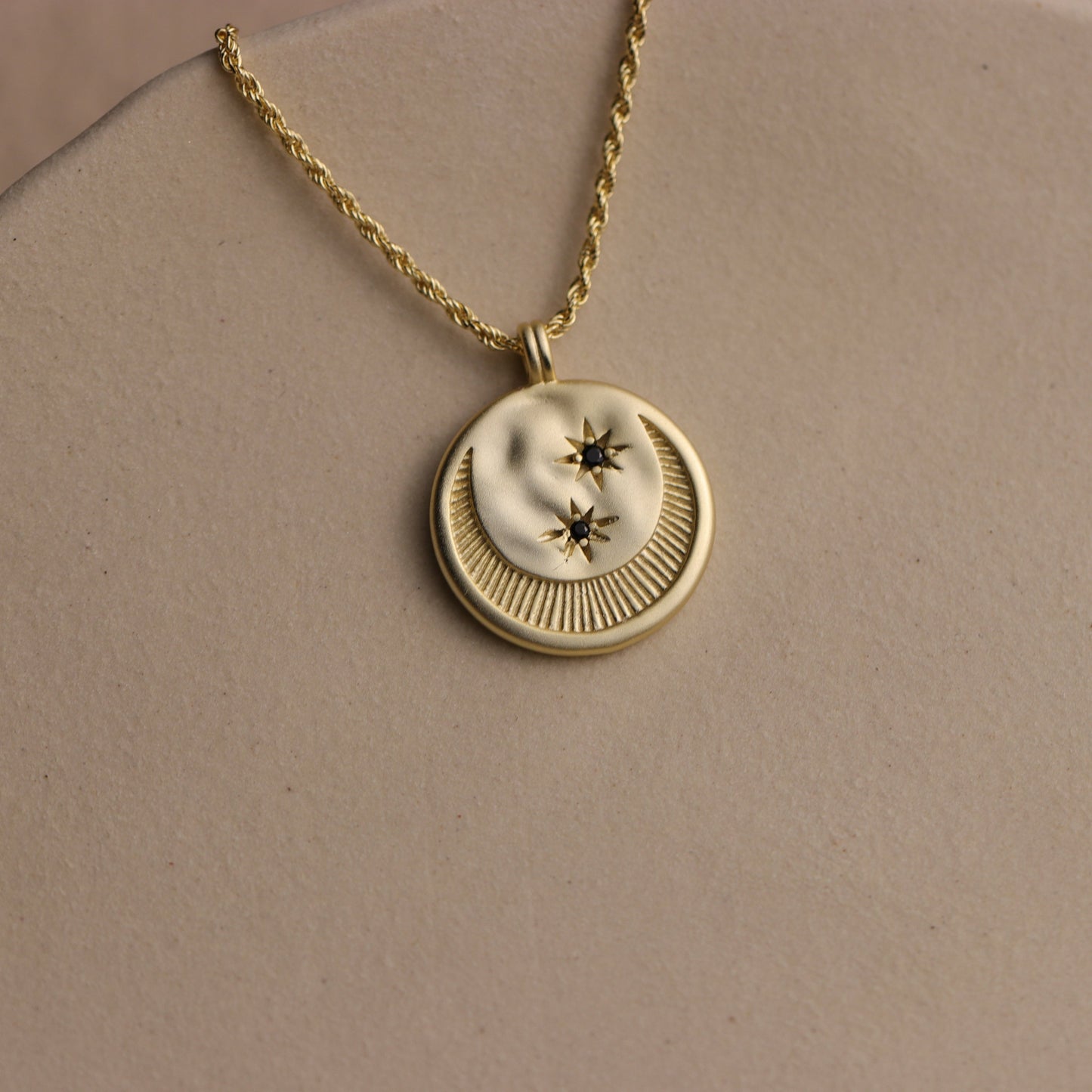 Crescent Moon Disc Pendant