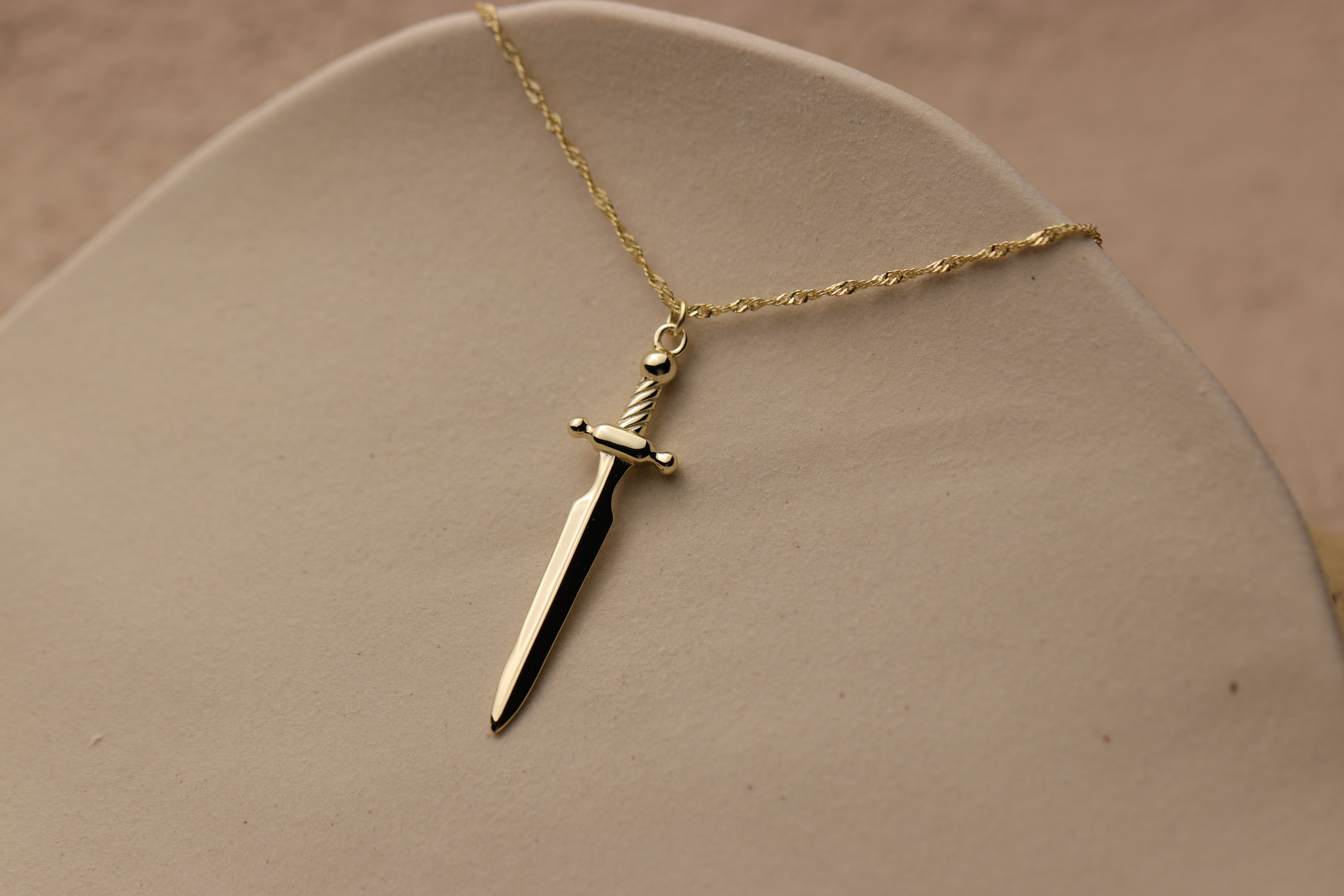 Buy Gold Dagger Charm Necklace Online in India - Etsy