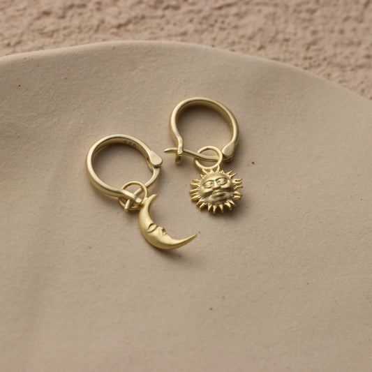 Sun & Moon Hoop Earrings
