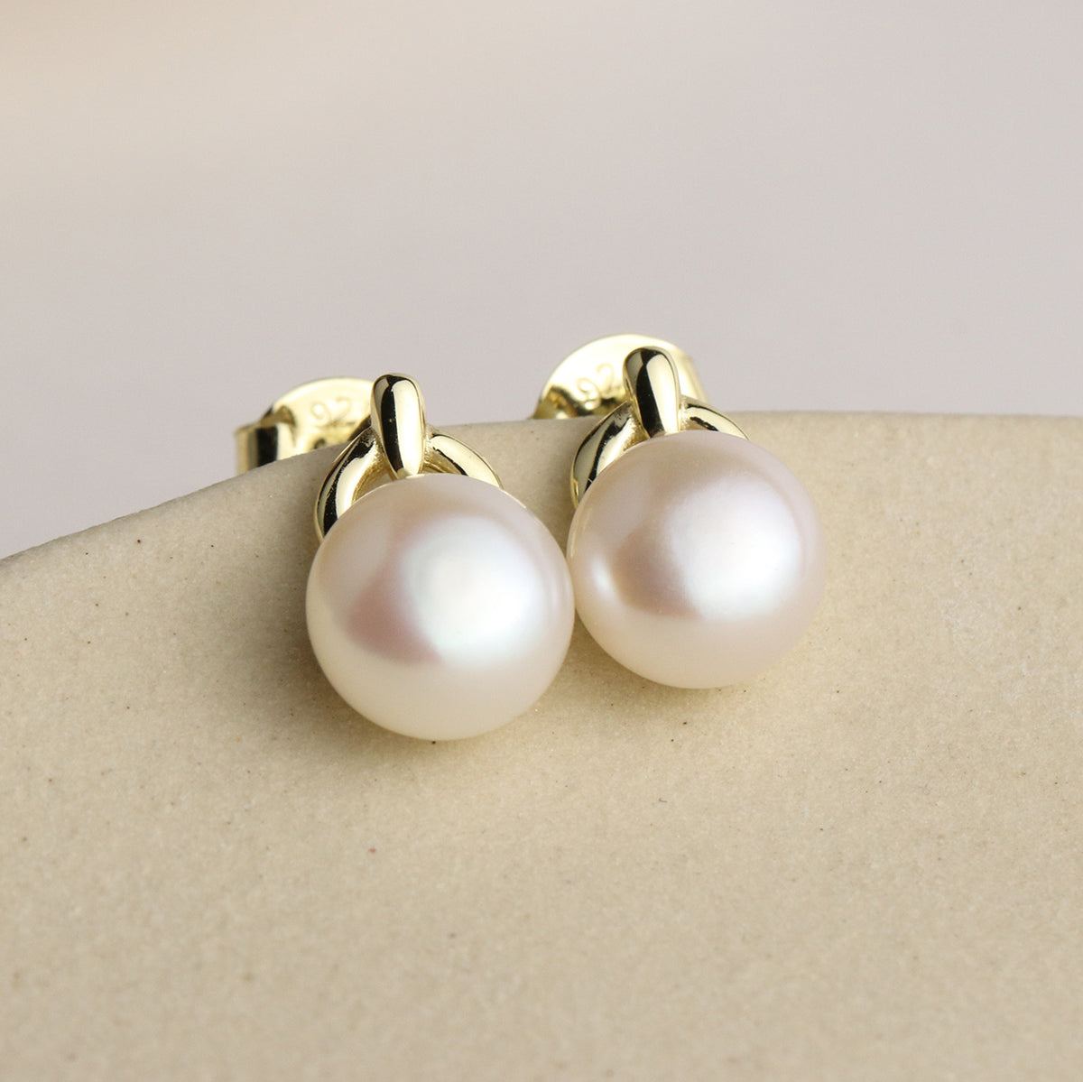 Pearl Stud Gold Earrings