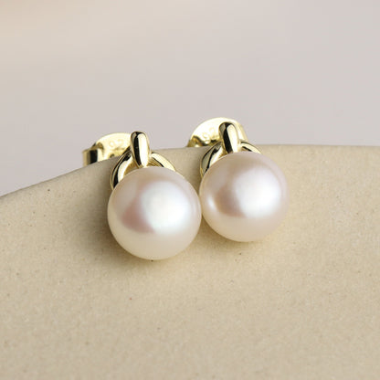 Pearl Stud Gold Earrings
