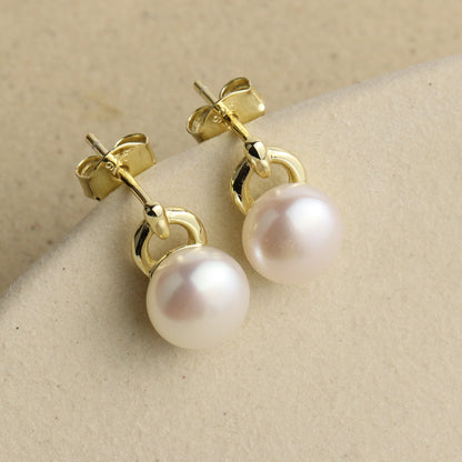 Pearl Stud Gold Earrings